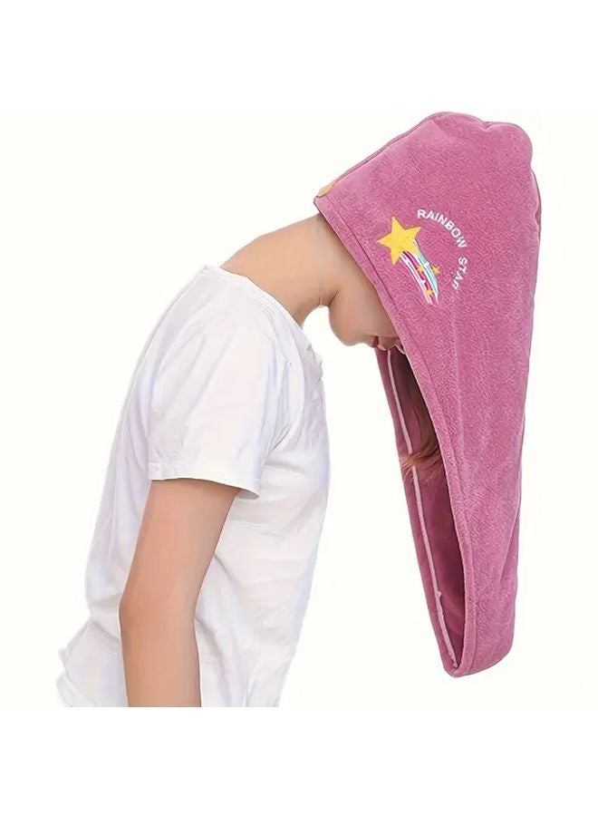 Purple Quick Dry Microfiber Hair Towel Wrap With Button Closure For Women - Image 2